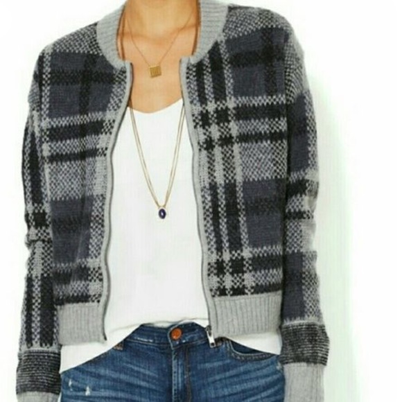 Free People Sweaters - Free People Plaid Zip Cardigan